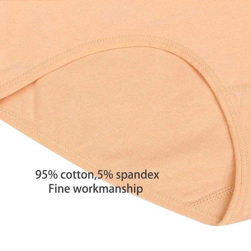 Women High Waist Underwear Cotton Panties Body Slim Plus Size