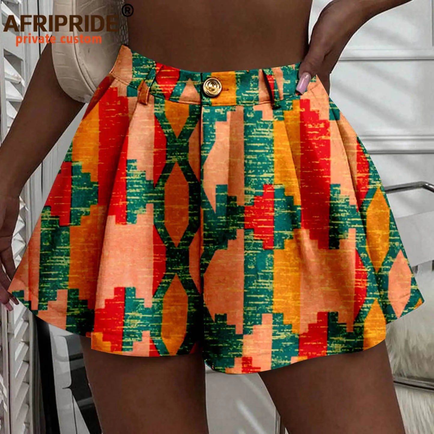 Women's Running Shorts Elastic High Waisted Shorts with Pockets  Short Pants African Ankara Print