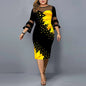 Mesh Patchwork Women Plus Size Dress Spring Vintage Floral Printed