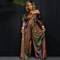 Women Spring / Autumn Half Sleeve Print V-neck High Waist Fashion  Jumpsuit