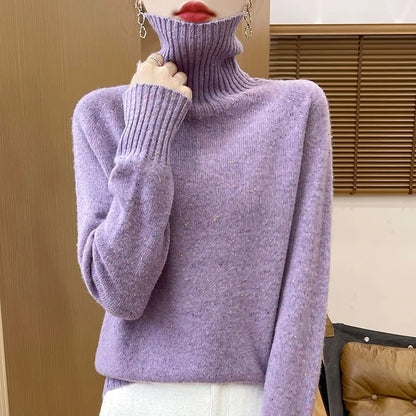 Autumn And Winter Merino Wool Pullover Sweater Solid Color Long Sleeve Basic Thermal Top 100% Pure Wool Sweater