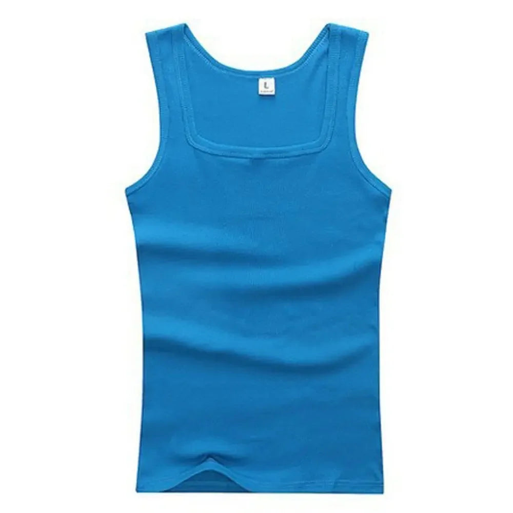 Male  Women Basic Elastic tank top Pure Cotton Sleeveless Men's t-shirt Bodybuilding T-shirt