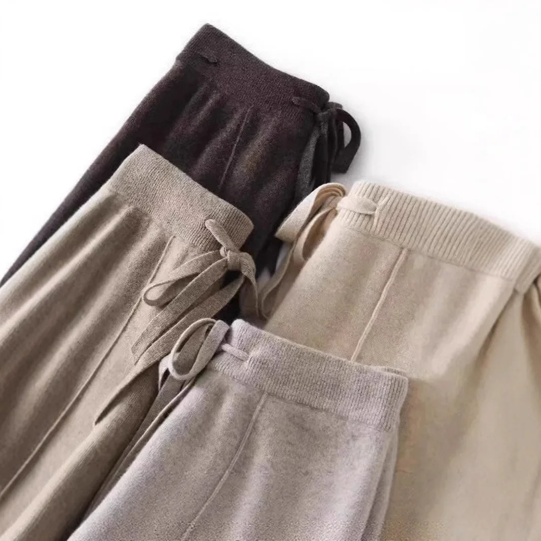High Waist Knitted Woolen Wide Leg Pants