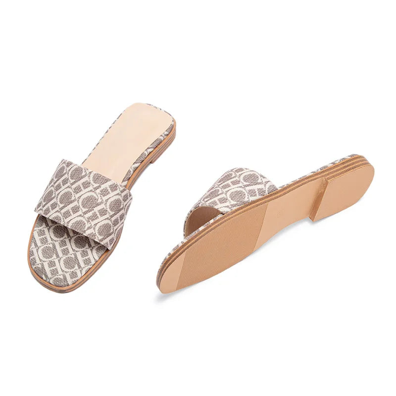 Classic Simple Design Wearable  Anti-slip Sole Letter Printed Slippers Seasonal  Summer Fashion Women's Sandals