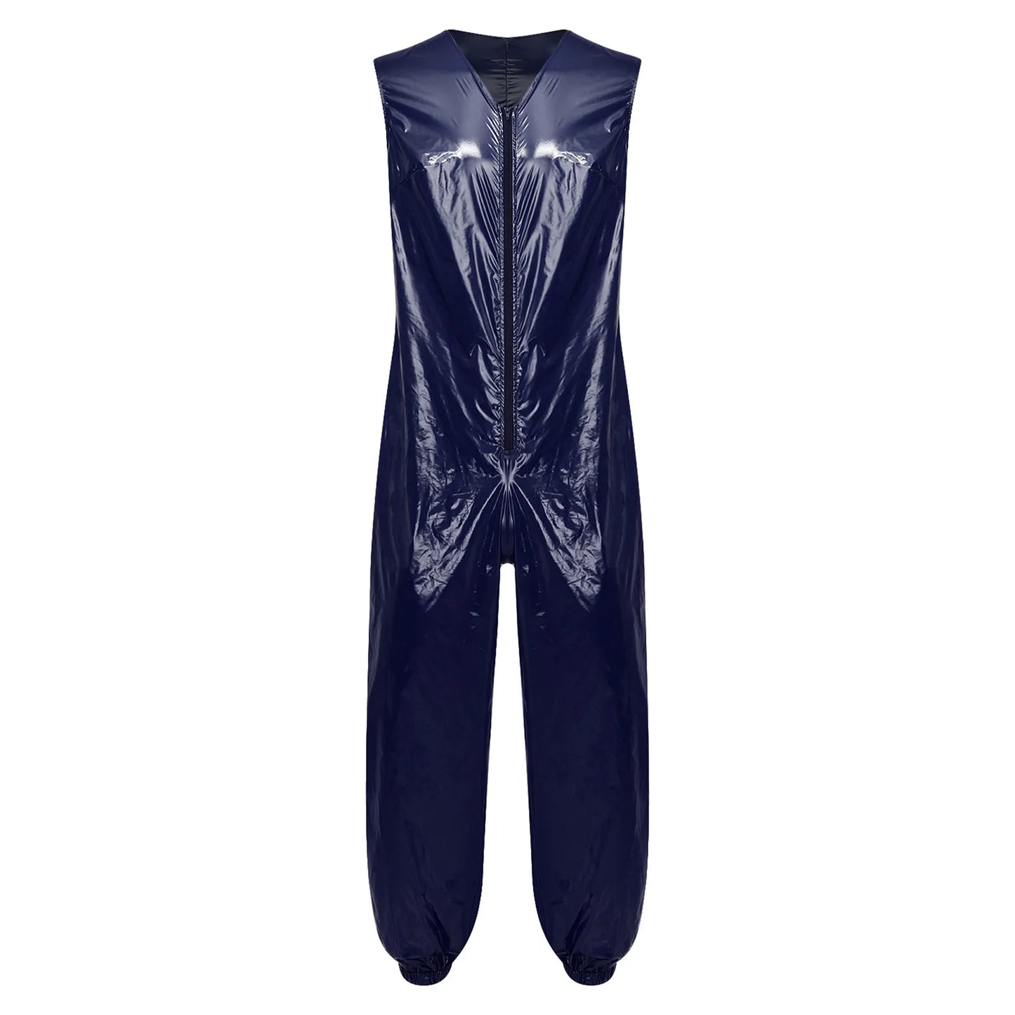Mens Waterproof Jumpsuit Diaper Cover Sleeveless Zip Up Bodysuit  One-piece Rompers Adaptive Full Leotard