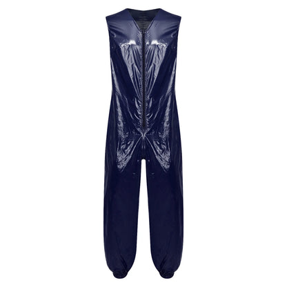 Mens Waterproof Jumpsuit Diaper Cover Sleeveless Zip Up Bodysuit  One-piece Rompers Adaptive Full Leotard
