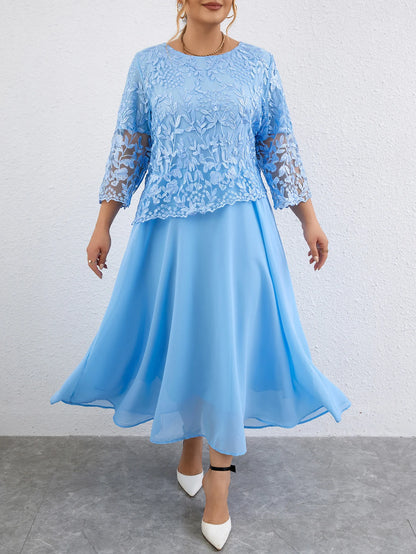 Plus Size Long Dresses Women Clothing Summer Embroidery Elegant Party Dress for Wedding Guest Church Dress
