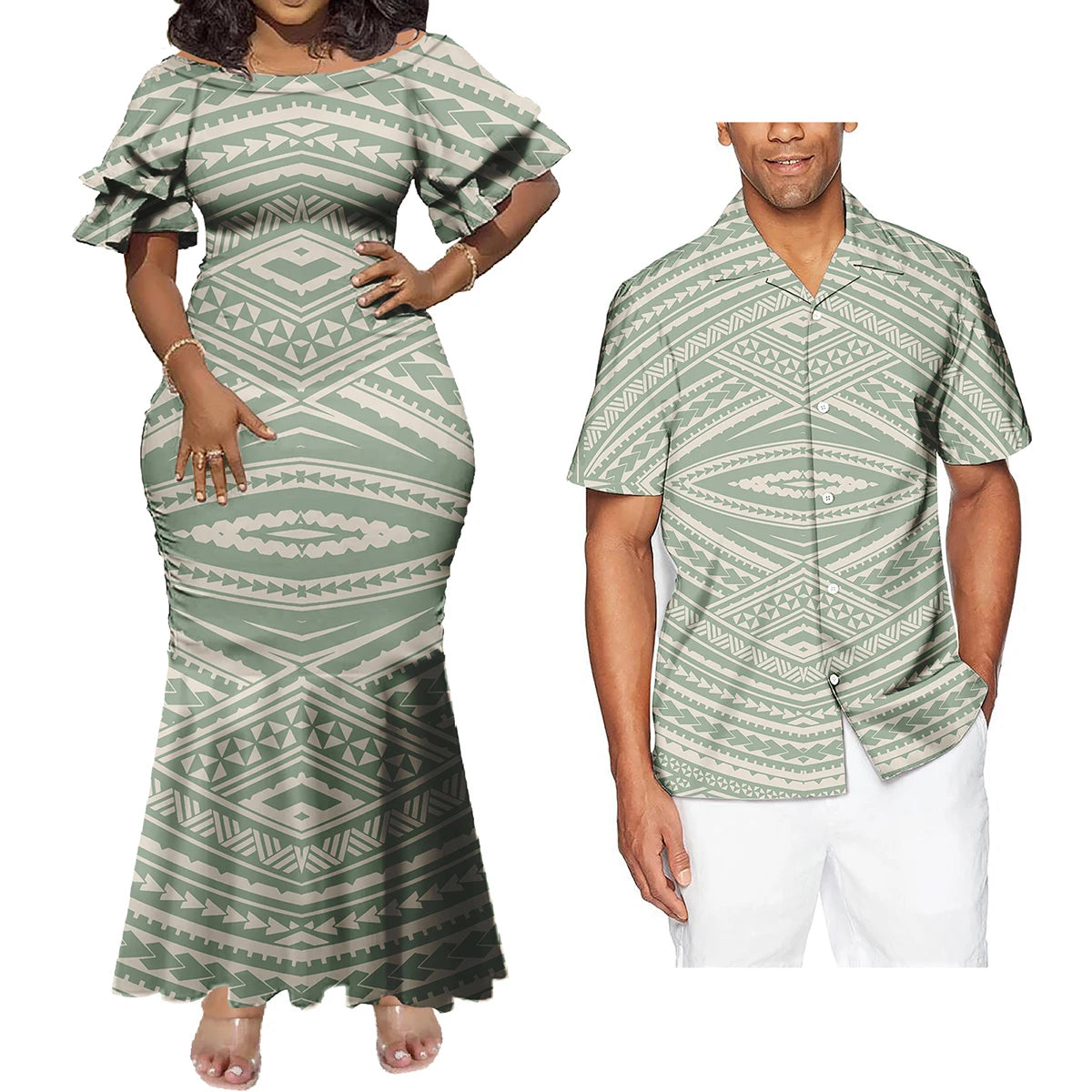Print Plus Size Women's Dresses Formal Party Casual Dress Match Shirt Men