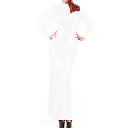 Shiny Metallic Party Evening Gown Dress High Neck Long Sleeve Mermaid Dress
