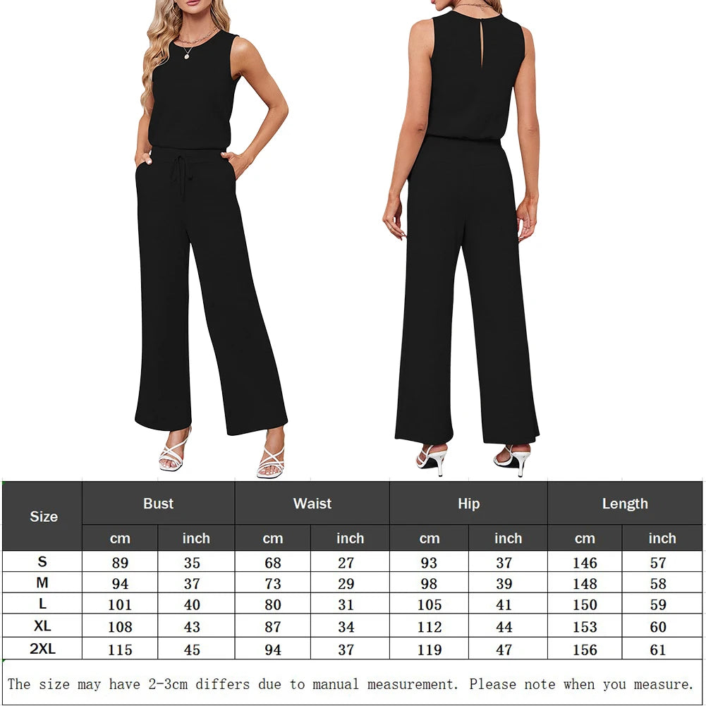 Women Wide Leg Long Pants Belted Rompers Summer Dressy Romper Holidays Vacation Outfit