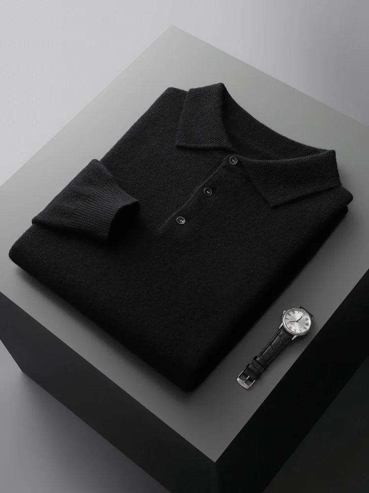 Men's  Casual Loose POLO Knitted Bottom Shirt Jacket Shirt