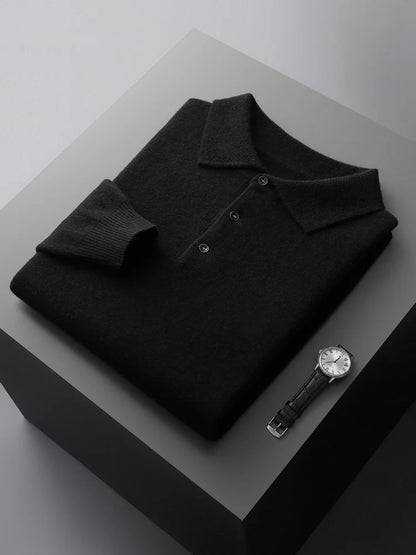 Men's  Casual Loose POLO Knitted Bottom Shirt Jacket Shirt
