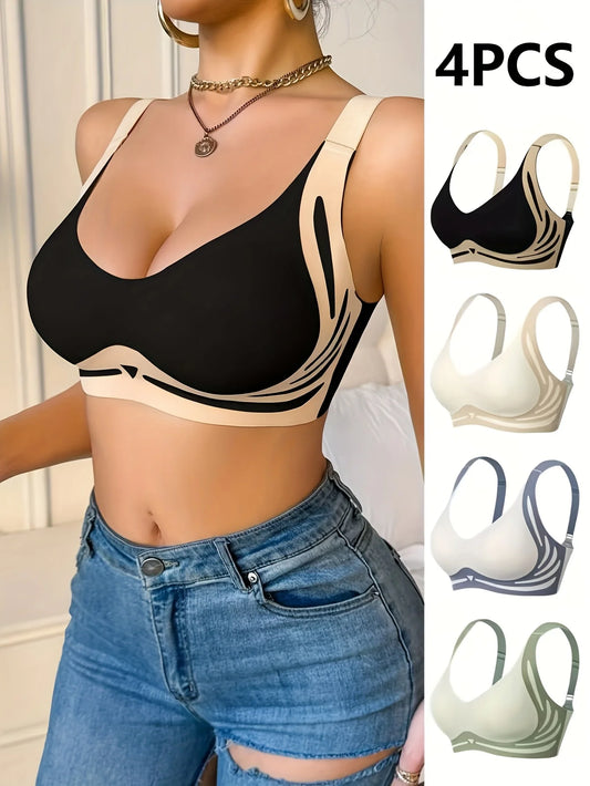 4pcs Plus Size Deluxe Anti-Gravity Lifting Bra - Closed Double Breasted Front