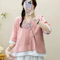 Casual Loose Blouse Shirt Women  Vintage Embroidery Woman Shirt