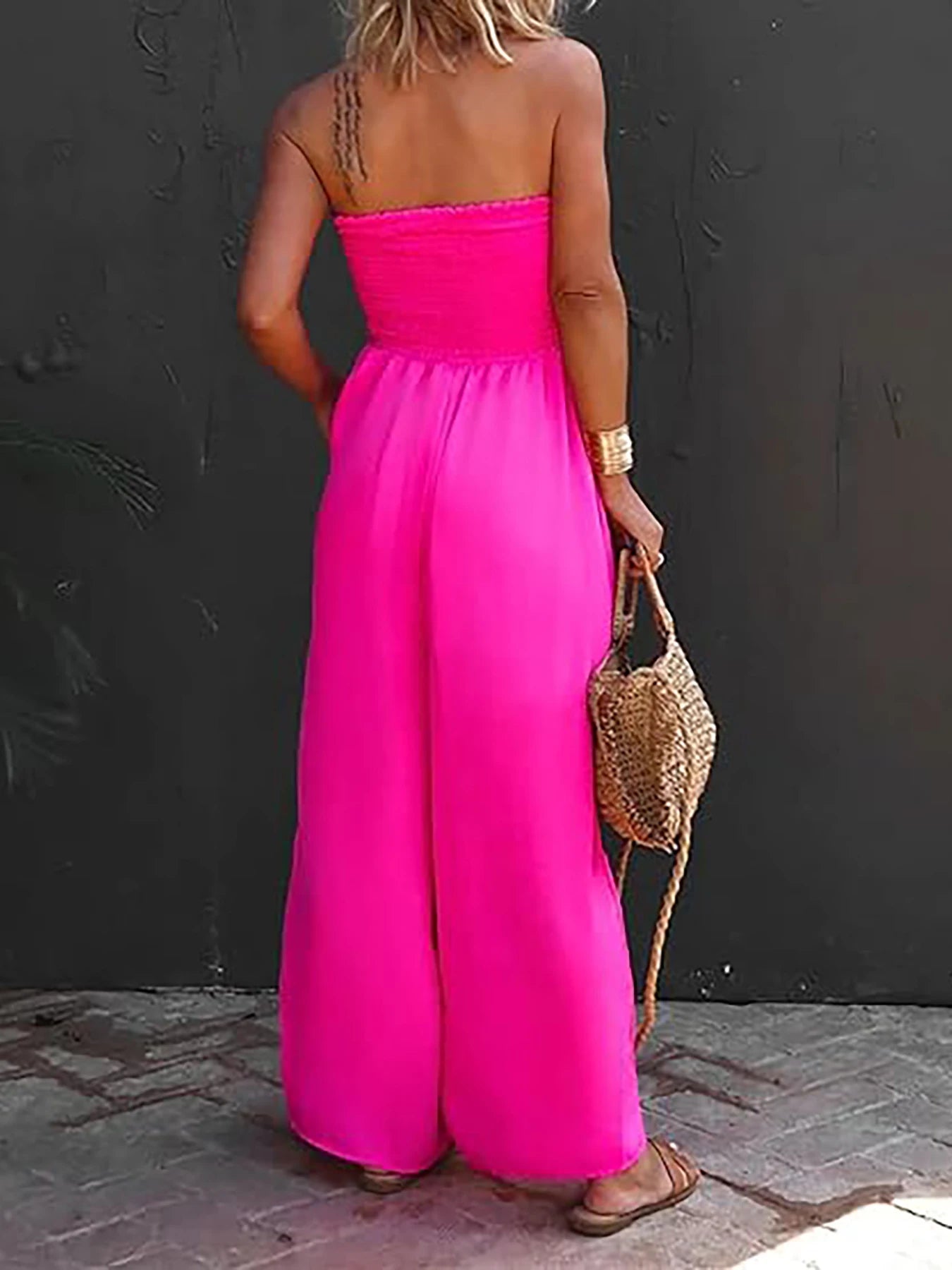 Women Sleeveless Strapless Wide Leg Jumpsuits