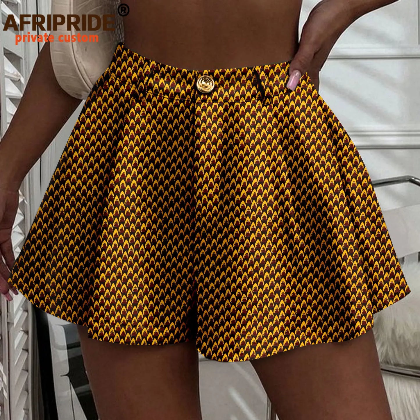 Women's Running Shorts Elastic High Waisted Shorts with Pockets  Short Pants African Ankara Print