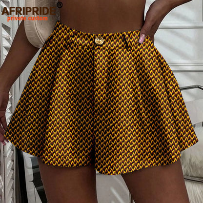 Women's Running Shorts Elastic High Waisted Shorts with Pockets  Short Pants African Ankara Print