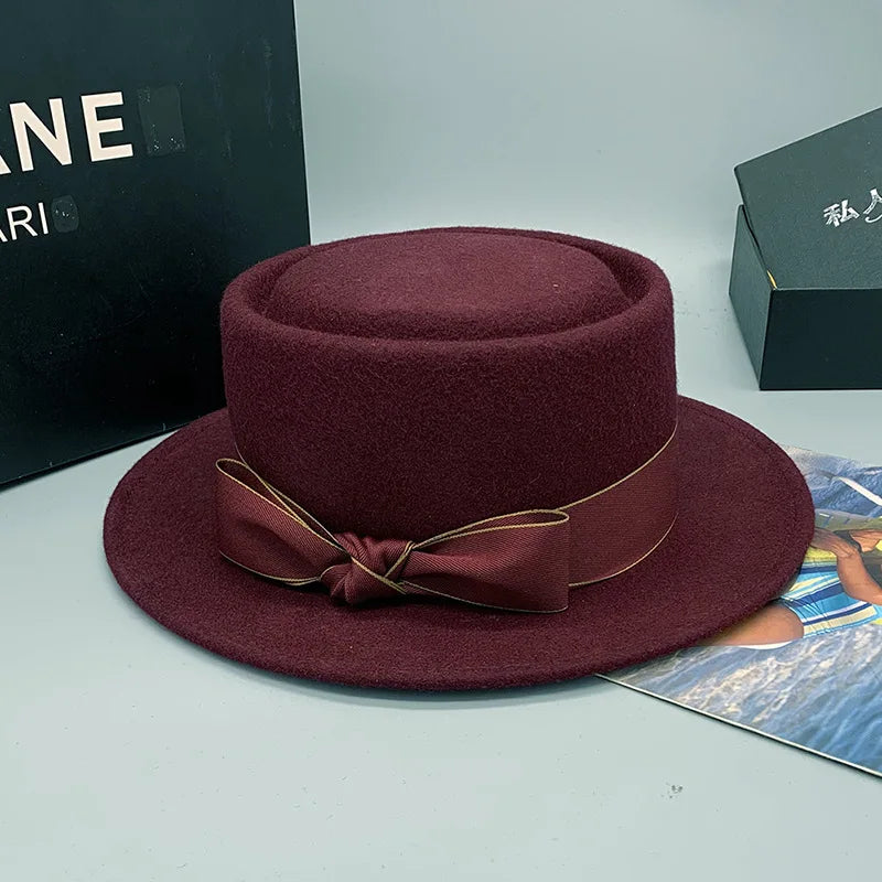 Zipper shallow  fedora hat  woolen hat ladies European punk chain novelty