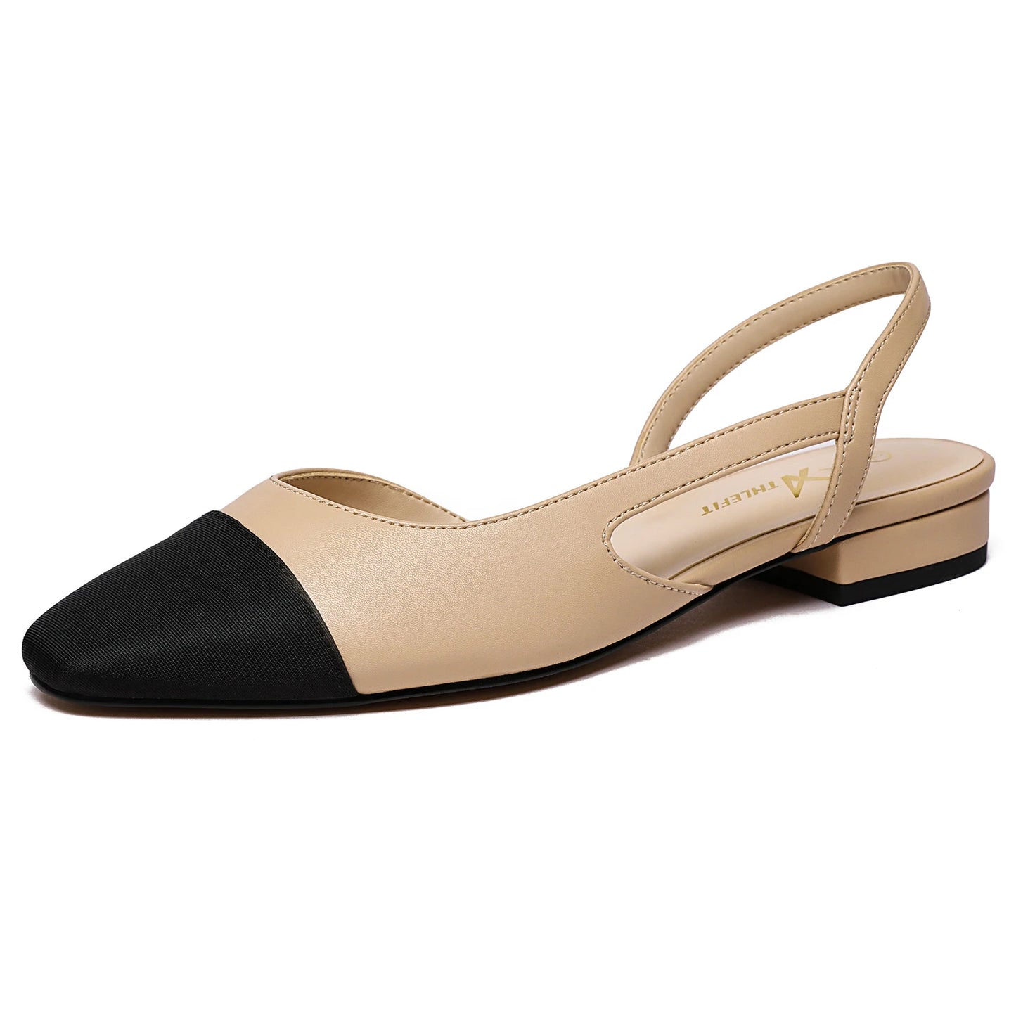 Slingback Flats for Women Square Pointed Toe Two Toned Flats Wedding