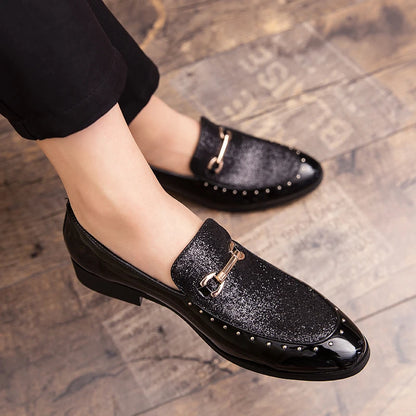 Men's Patent Leather Sequin Tassel Footwear
