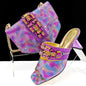 Italian Fashion Square toe Women Strange Heels Bigger size Fashion Rhinestone Decoration Brown Shoes And Bag set Party bag