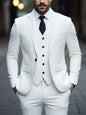 Men's Three-Piece White Suit, Anti-Wrinkle, No-Iron,  Four-Season Workplace Work Clothing