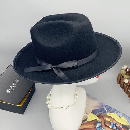 Zipper shallow  fedora hat  woolen hat ladies European punk chain novelty