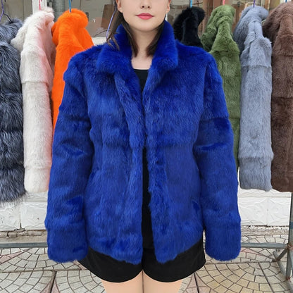 Natural Rabbit Fur Coat Women Winter Jacket Real Leather And Fur