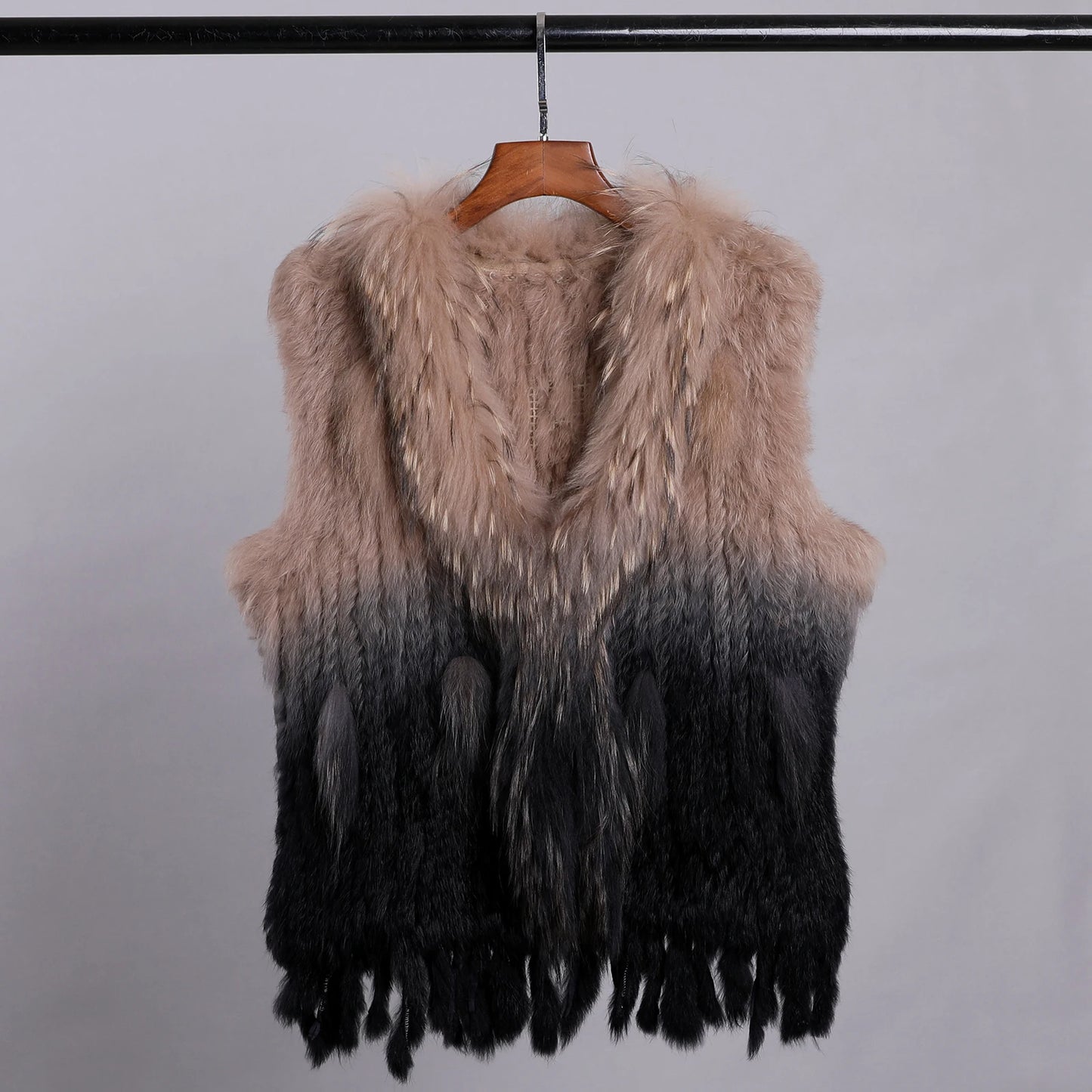 Luxury Women's Genuine Premium Long Hair Rabbit Fur Knit Vest