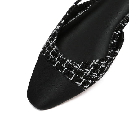 Slingback Flats for Women Square Pointed Toe Two Toned Flats Wedding
