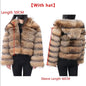 Real Fur Coat Women Natural Raccoon Fur Jacket  Long Sleeve With Hat
