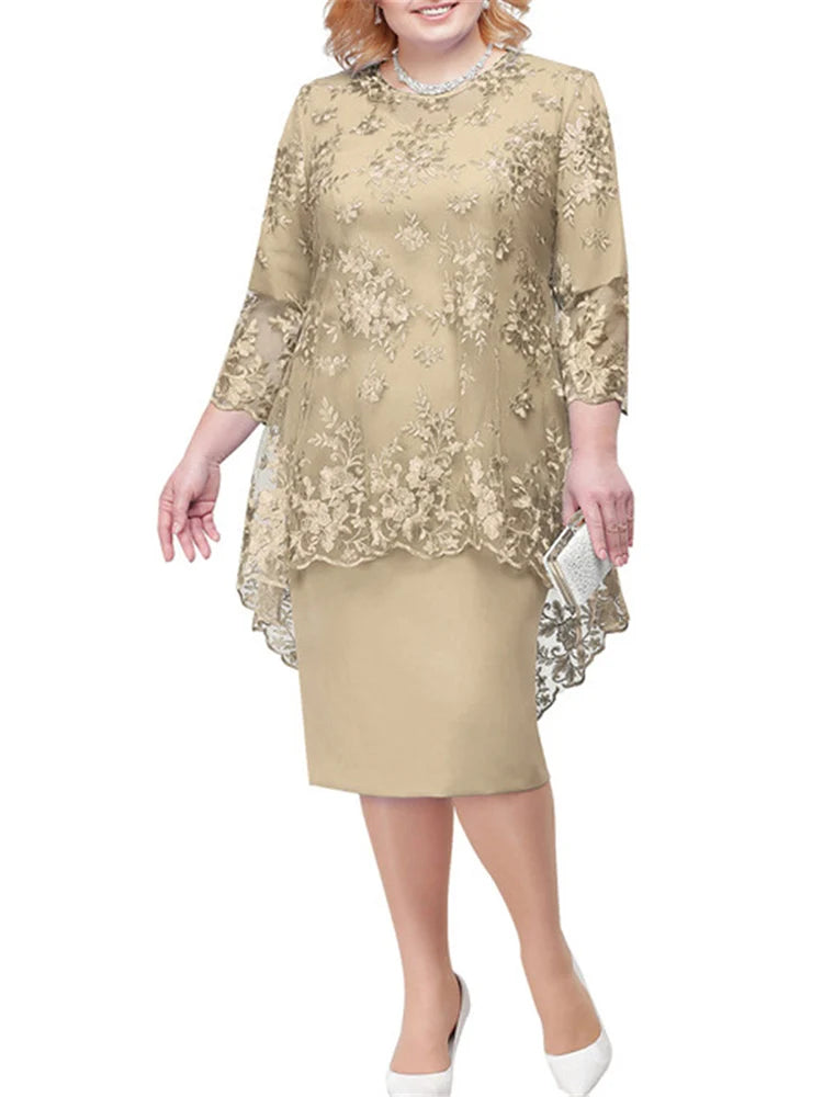Formal Party Dresses for Ladies From 50 To 60 Years Embroidery Floral Luxury Wedding Guest Church Dresses