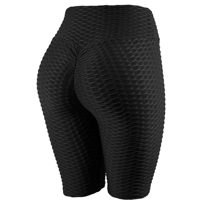 Women Sexy Push Up Yoga Shorts Solid Seamless Fitness Sports Leggings Jacquard Elastic Quick Dry Plus Size Running Tights