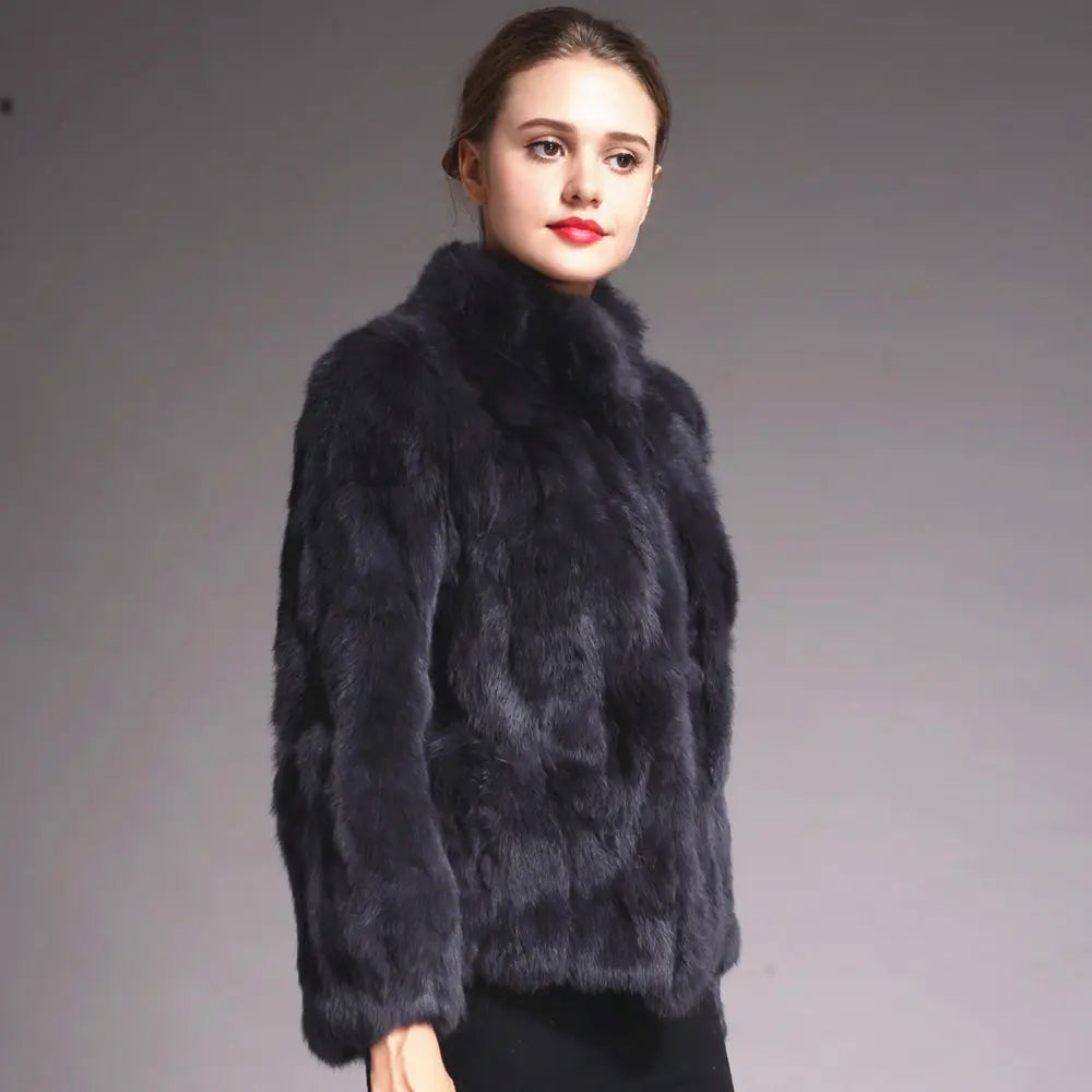 Natural Rabbit Fur Coat Women Winter Jacket Real Leather And Fur