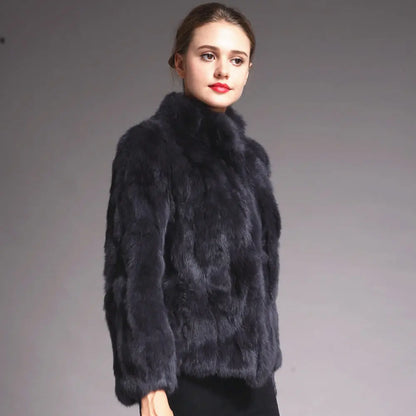 Natural Rabbit Fur Coat Women Winter Jacket Real Leather And Fur