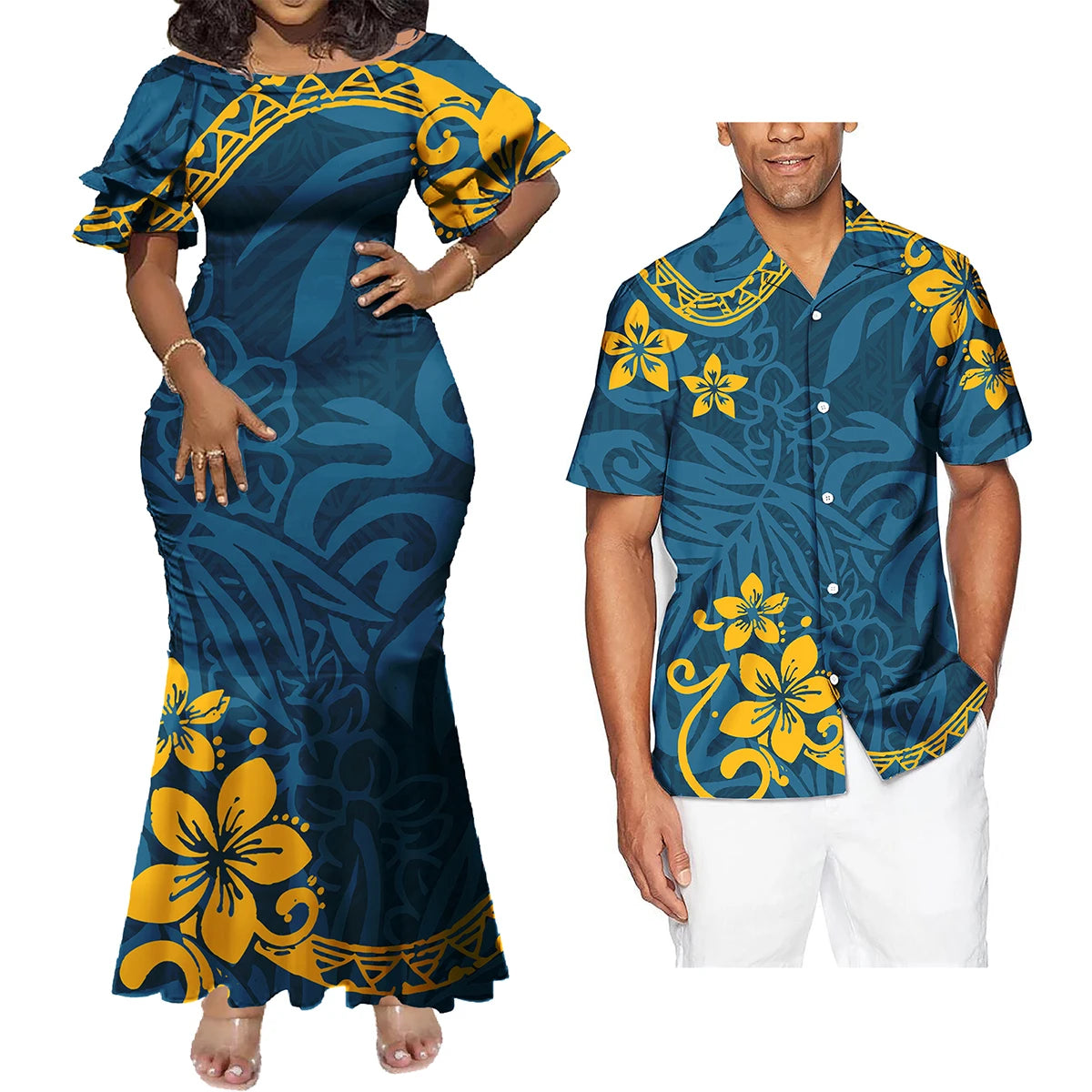 Print Plus Size Women's Dresses Formal Party Casual Dress Match Shirt Men