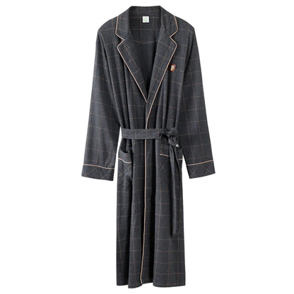 Spring/ Autumn Bathrobe Men 100% Cotton sleep top Kimono Robes  Long Bath Robe