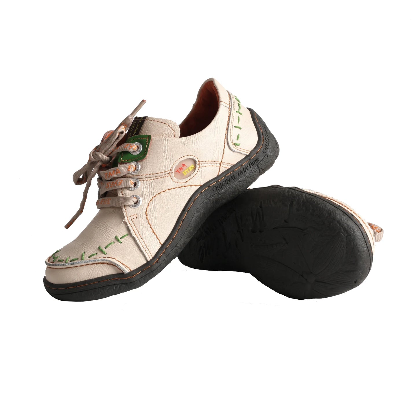 Women's Hand-Stitched Leather Sneakers Lightweight Flat Design Shoes Upper Leather Sole