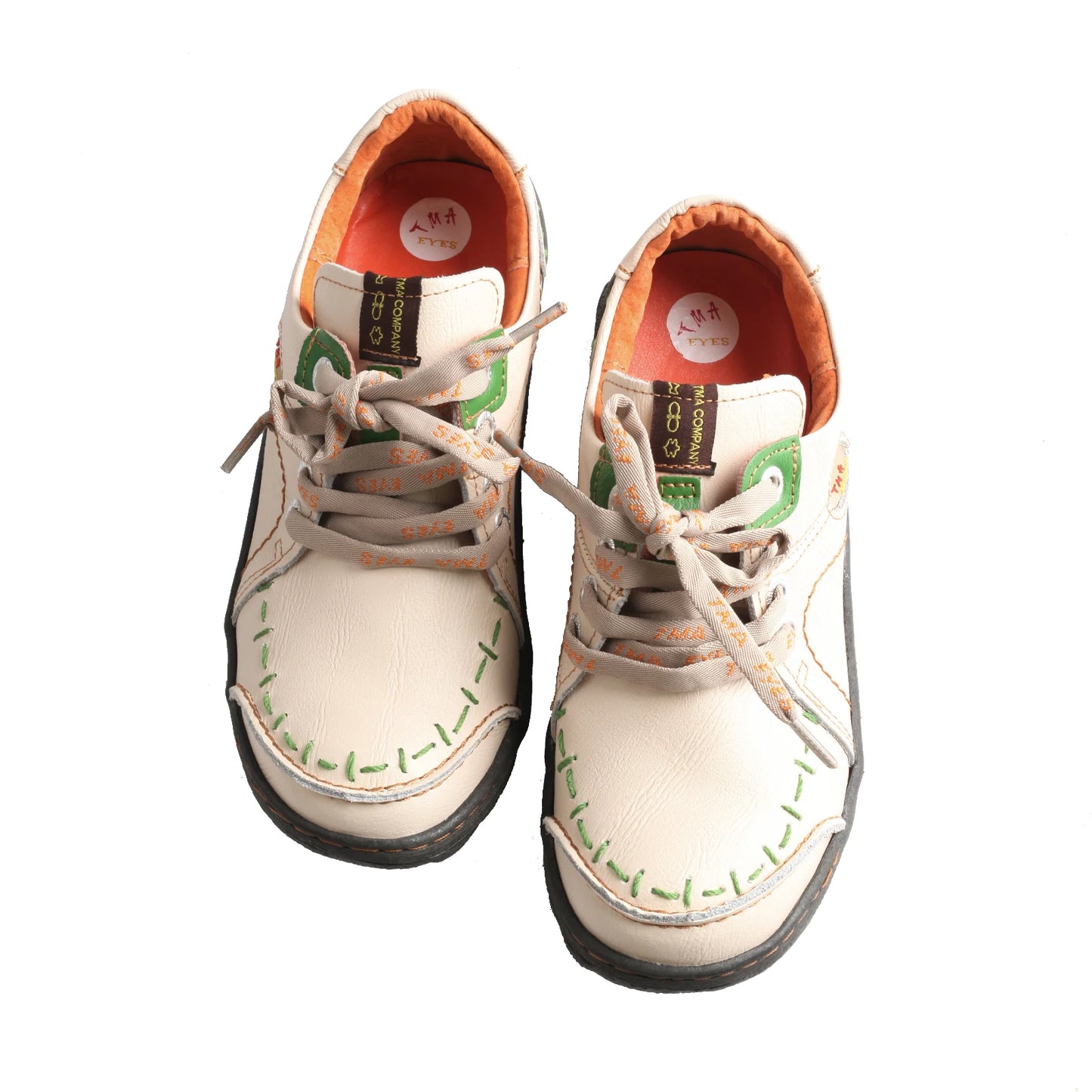 Women's Hand-Stitched Leather Sneakers Lightweight Flat Design Shoes Upper Leather Sole