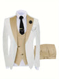 Men's Suits 3 Piece Groom Slim Fit Wedding Prom Party Tuxedo Elegant Formal Events Dress Suit