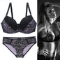 plus Size Bra Set  Full Cup Wireless Push up Bra And Briefs Combo Floral Print Fabric Breathable