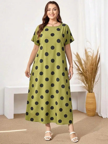 Plus Size Womens Colorful Abstract Print Midi Dress