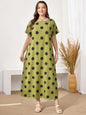 Plus Size Womens Colorful Abstract Print Midi Dress