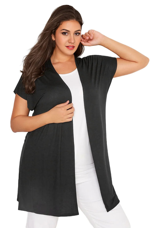 Women Short Sleeve Plus Size Summer Kimono Cardigan Open Front Plus Size Cardigan