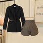 Women's Suit Belt Decorative Jacket Blazer Slim Shorts Two-piece Elegant Women's Pants Suit   Outfits