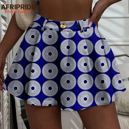 Women's Running Shorts Elastic High Waisted Shorts with Pockets  Short Pants African Ankara Print