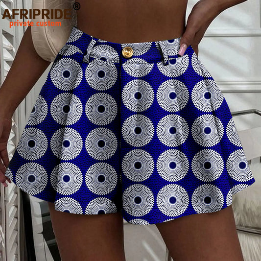 Women's Running Shorts Elastic High Waisted Shorts with Pockets  Short Pants African Ankara Print