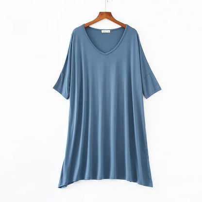 Summer ladies modal night skirt women cotton short-sleeved multi-color plus size loose home skirt sleep wear