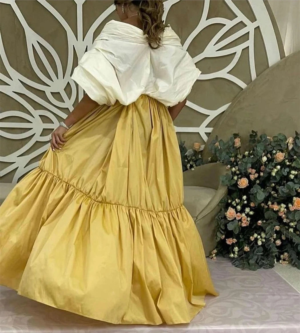 Ladies Party Wear Elegant Gold Taffeta Maxi Skirt