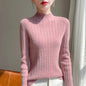 Autumn And Winter  Draw Strip Half Turtleneck Sweater Long Sleeve